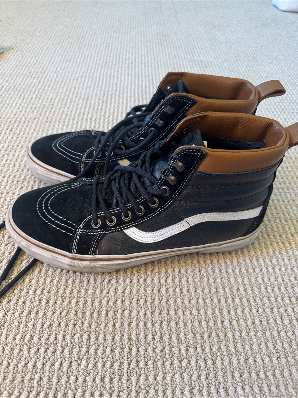 Vans Black, White & Brown High-Top Skate Shoes